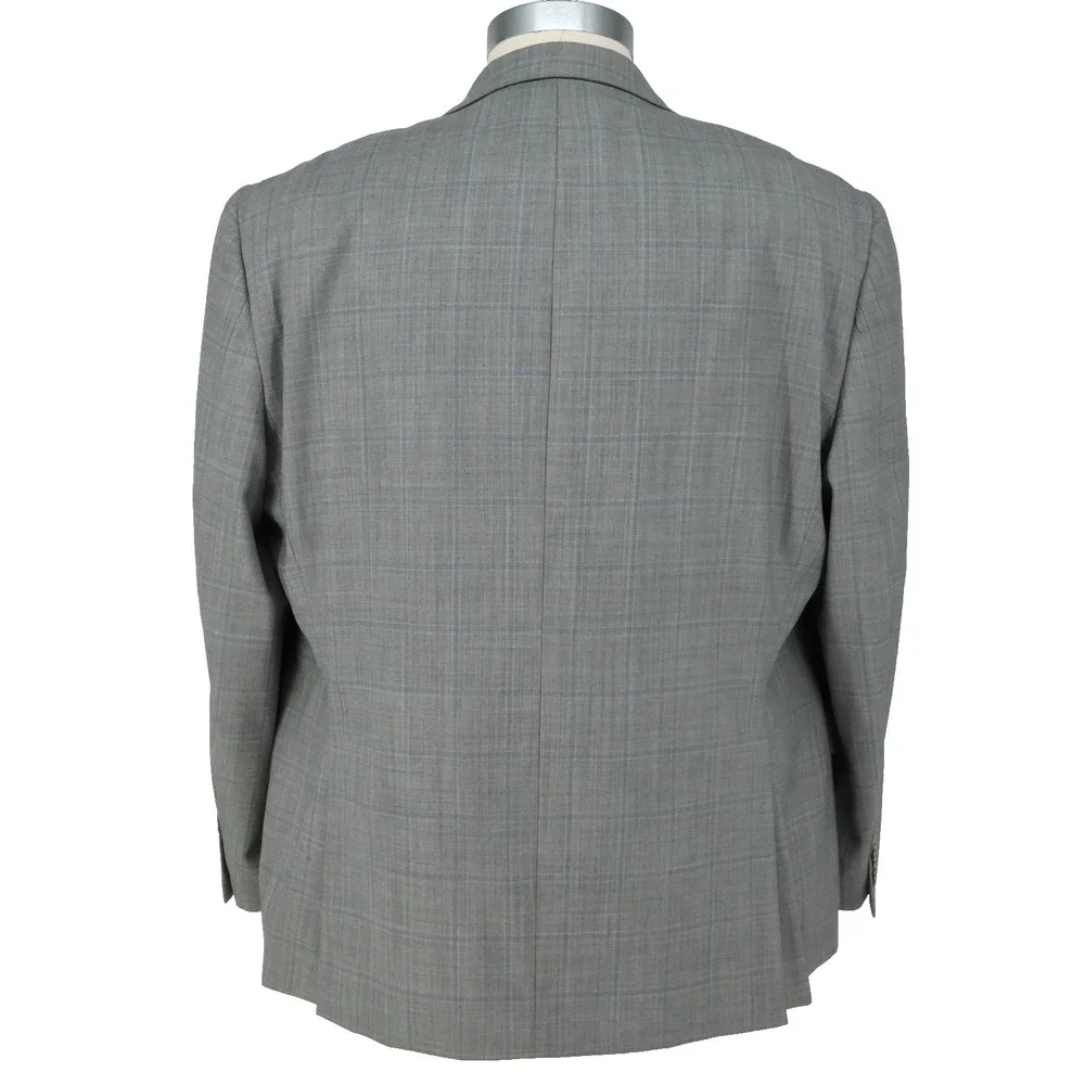 LRL Ralph Lauren Sport Coat Mens 48R Light Gray Plaid Wool Blend Blazer Jacket